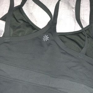 Athleta olive green crop top / bra, XS